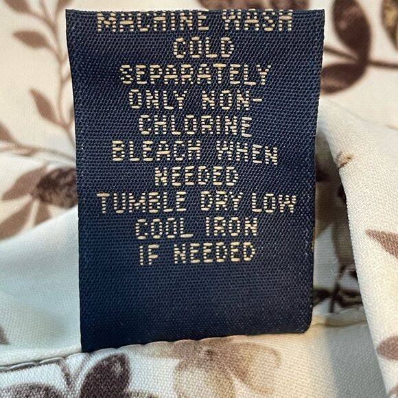 Vintage Laura Scott Floral Print Blouse Ivory Brown Long Sleeve Button Down Shir - Picture 8 of 8